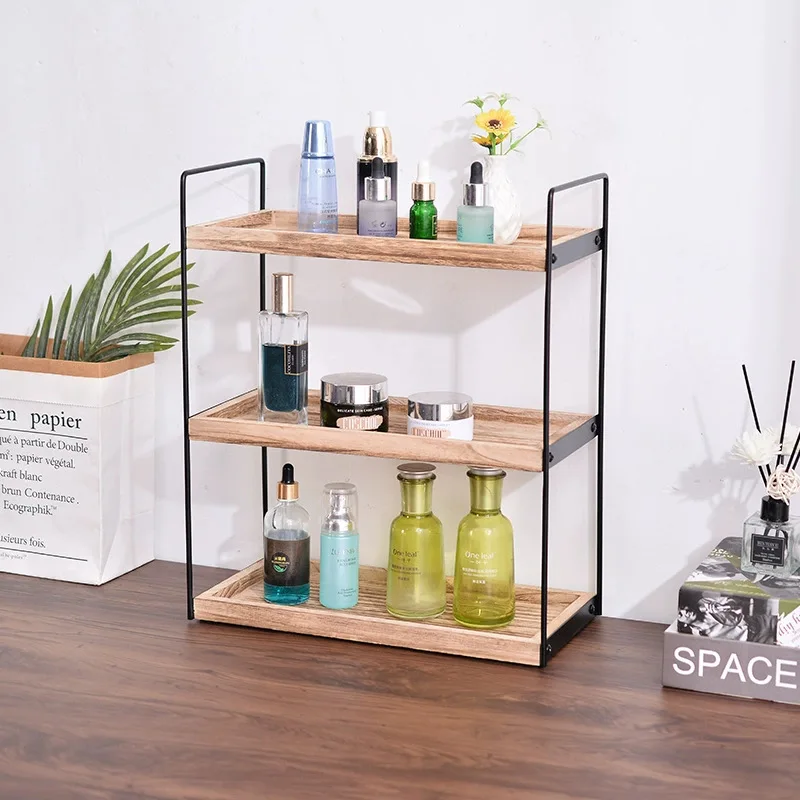 Customized 2-Tier Wooden Storage Rack Cosmetic Organizer Holder for home and office