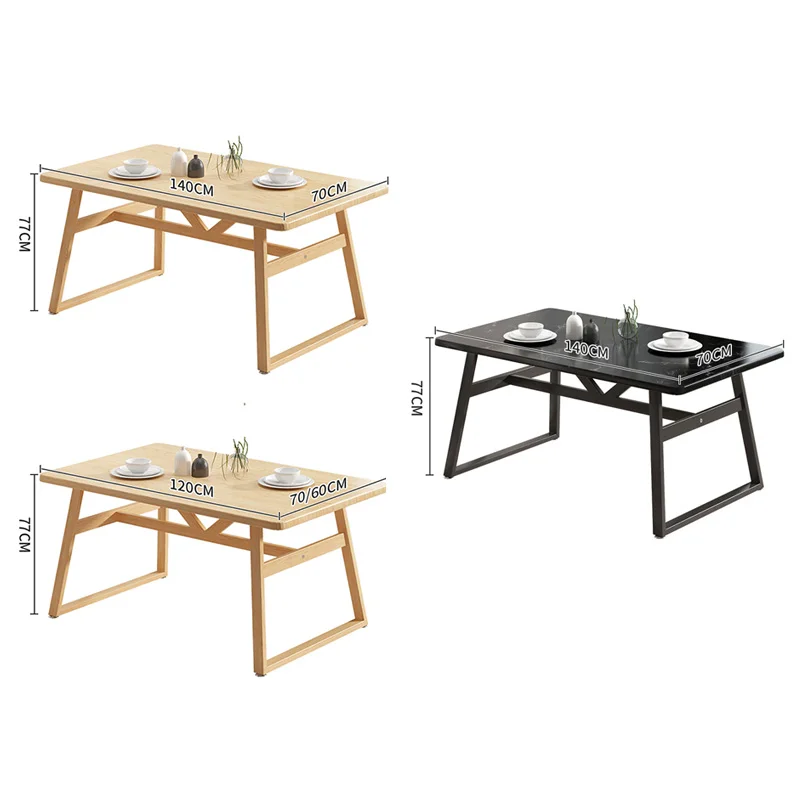 Modern design MDF restaurant wooden dining table with metal frame