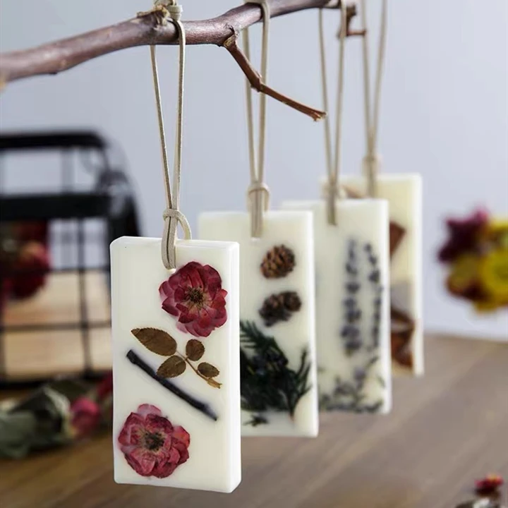 Unique Private Label Custom Flowers Decorative Rectangle Fragrance Scented Wax Melts Tablet