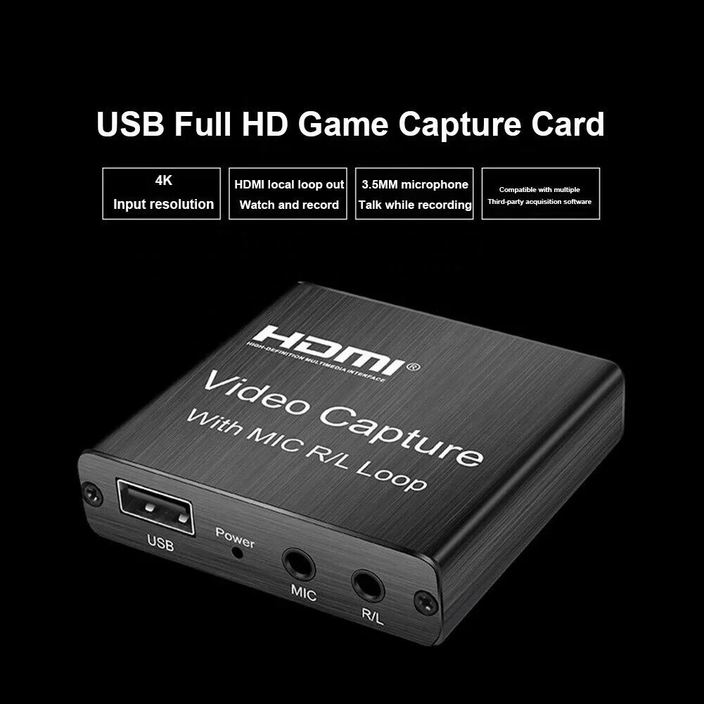 Full HDTV 1080P USB2.0 HDMI Video capture card with MIC R/L Loop  for laptop computer Game Live Streaming