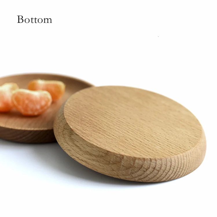 Custom Engraved Logo Rustic Elliptical Round Square Beech Wooden Serving Plate for Restaurant