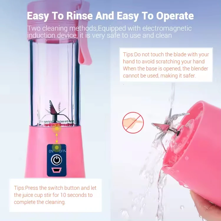 Mixeur Portable 400Ml Juice Blender Smoothie Mixer Type C Rechargeable Mini Blender Portable Tragbarer Mixer Handheld Juicer Cup