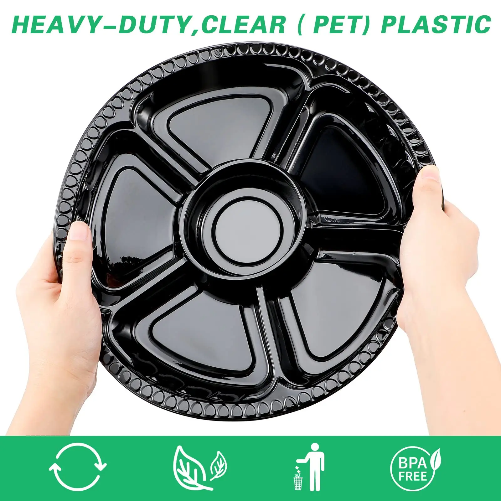 Factory Wholesale Custom Disposable Food Fruit Serving Tray Clear Packing Takeaway Container Packaging Tray with Black Lids