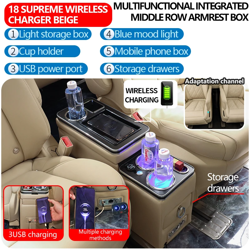 Spot Goods Business Car Central Control Armrest Box Gl8 Gl6 Granvia Enclave D9 Alphard Mpv Middle Row Universal Armrest Box