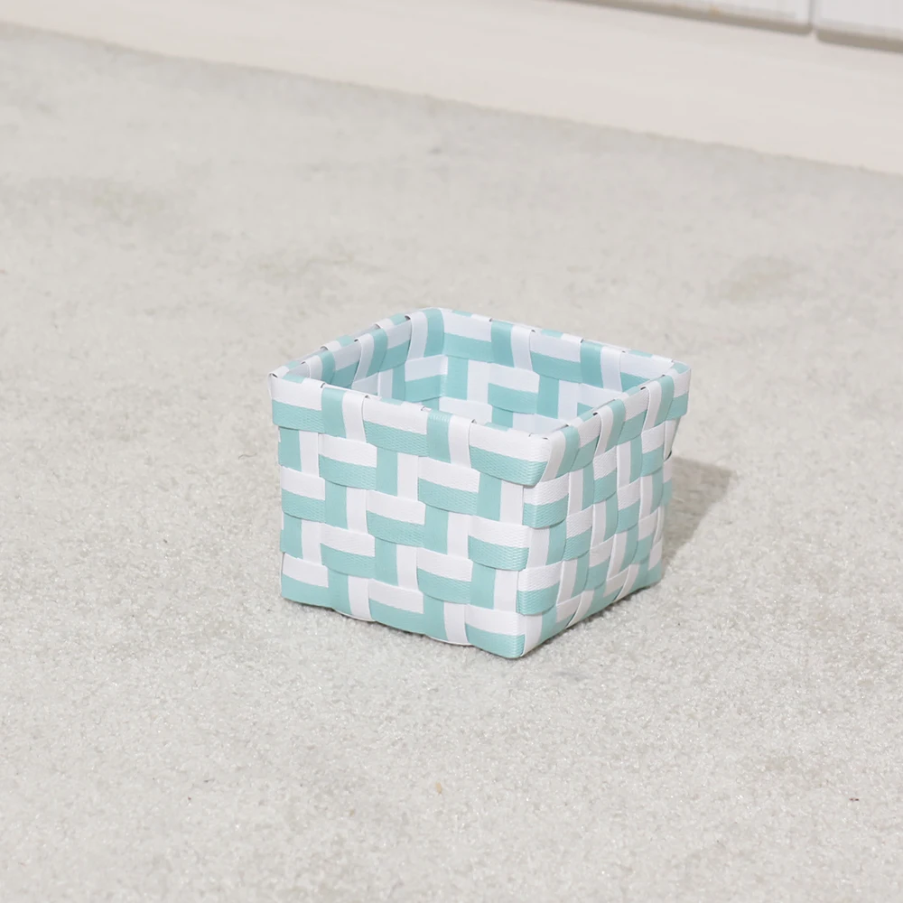 White and Blue Resin Rectangular Mini Bathroom Basket Set of 4 PP/Plastic Sundries Organizer