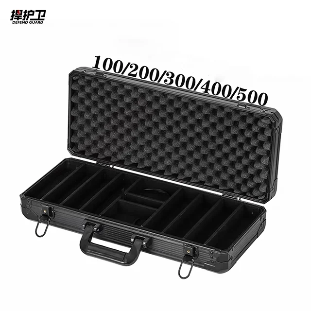 200, 300, 500 carat black aluminum box without poker chips for storing chips and casino accessories