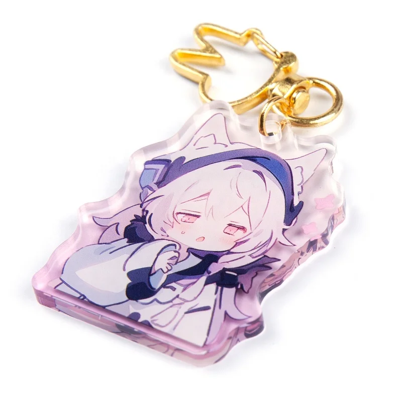 No Moq Cheap Custom Acrylic Keychain Kpop Holographic Layered Glitter Double Sided Keychain Charm With Polished Edges Kpop