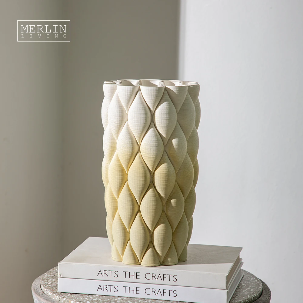 Merlin Living 3D Printing Vase Abstract Lemon Mango Stacked High Difficulty Ceramic Vase Crafts Chaozhou Ceramic Factory OEMODM