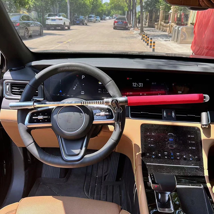 Универсальный замок на руль Противоугонный безопасный Автомобильный Замок регулируемая длина двойной крюк выдвижной предотвращает кражу