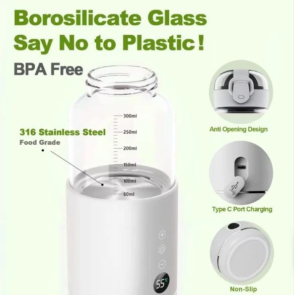 Intelligent Electric Baby Milk Warmer Constant Temperature Bottles with USB Battery Power Source