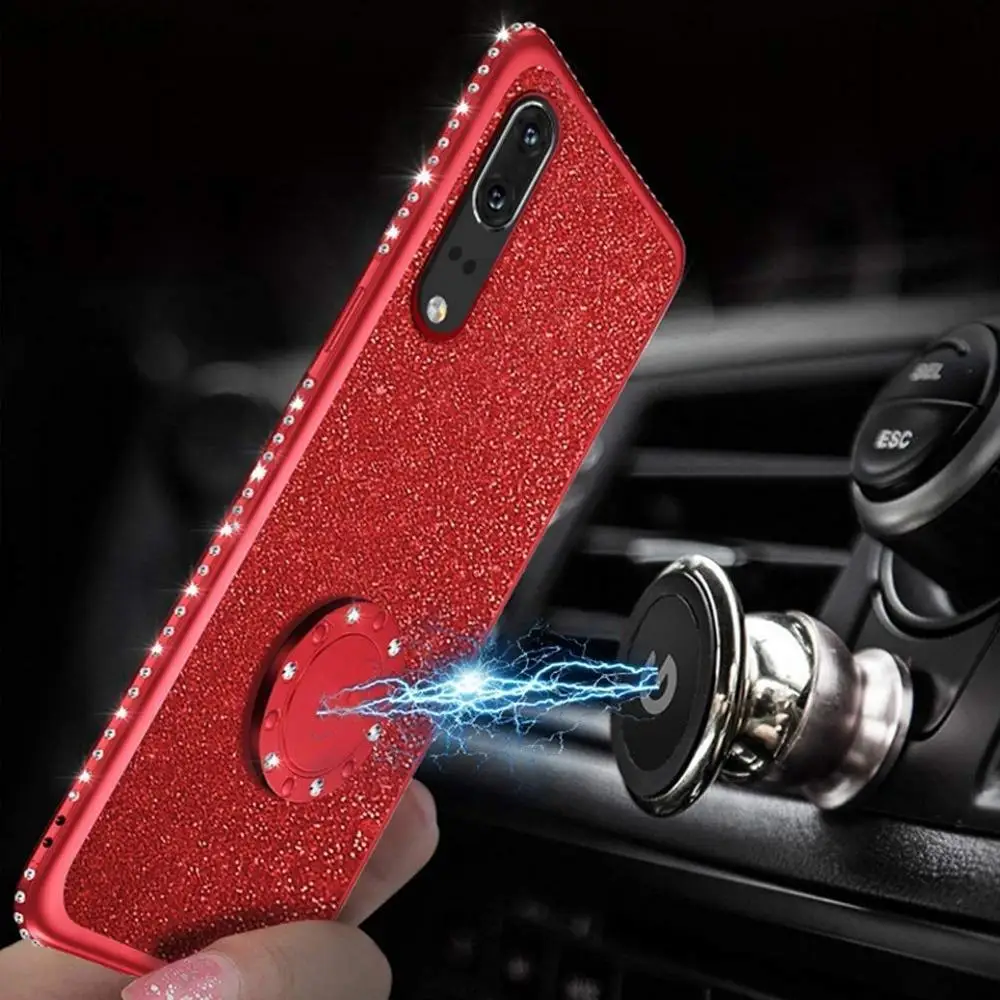 Bling Bling Glitter Diamond Case For Huawei P20 P30 P40 Mate 20 30 Pro Lite Phone Case With Ring Holder Mobile Phone Accessories