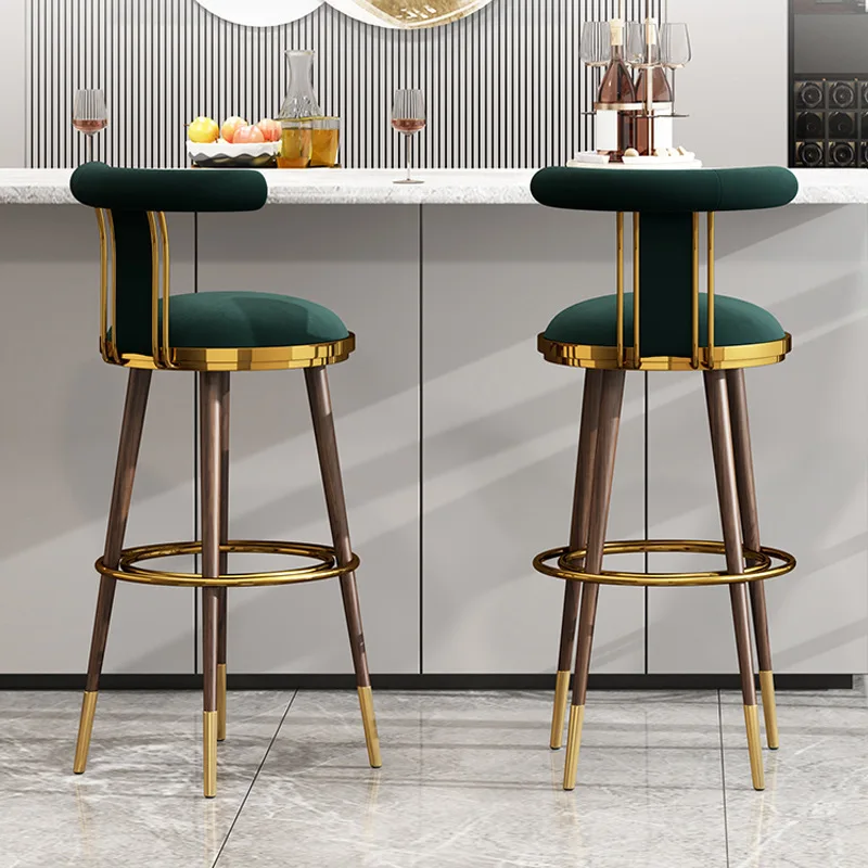 Hot Sale Nordic Modern Fabric High Bar Furniture Stools Bar Chairs With Footrest
