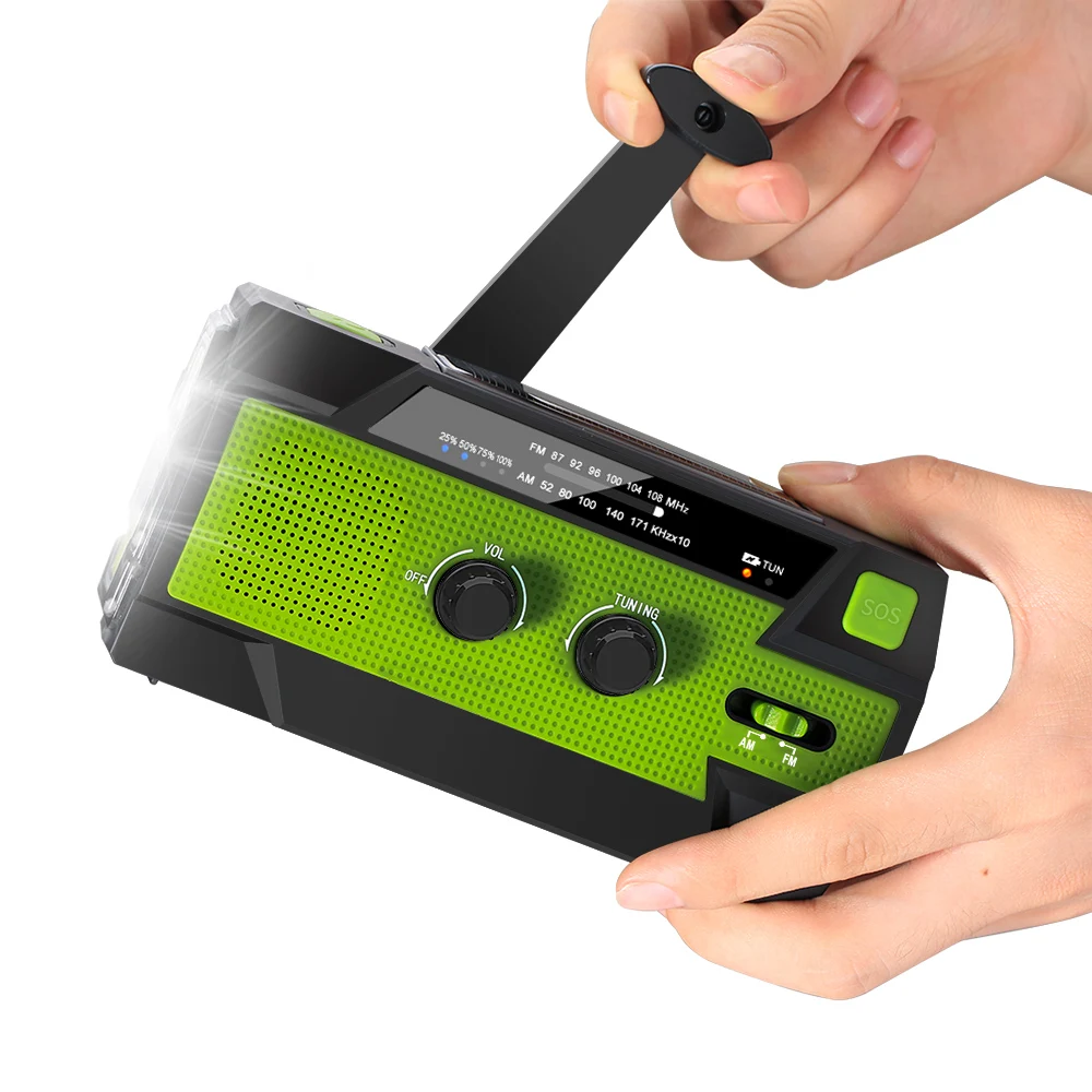 Emergency Radio 4000mAh Hand Crank Solar Weather Radio AM/FM Portable Radio with Flashlight&Reading Lamp