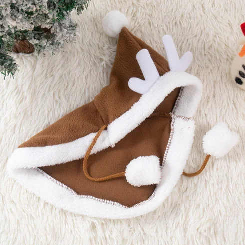 Pet Dog Cat Christmas Clothes Deer Cloak Antlers Cloak Christmas Dress up Elk Cloak