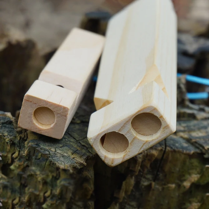 Custom Logo Whistles Kids Musical Toys Solid Wood whistle 2 Holes Horn Wooden Train Whistle