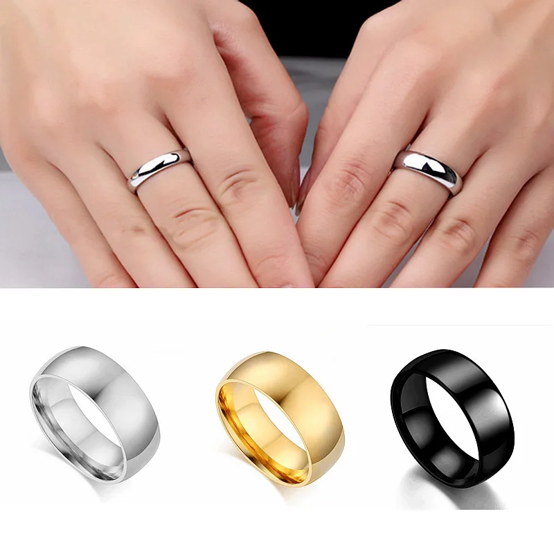 18K Gold Wedding Band Comfort Plain High Polish Tungsten Couple Finger Rings Jewelry