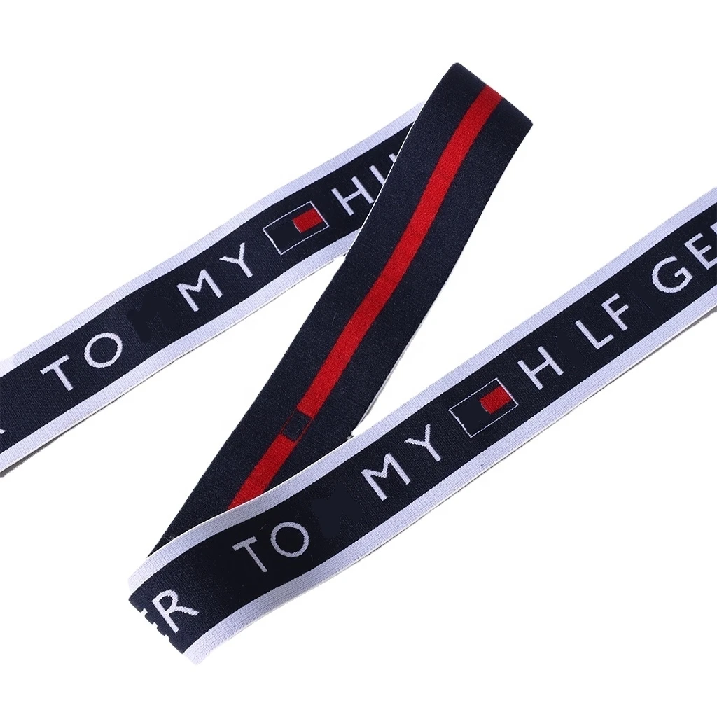 4CM Knit Elastic Polyester Best Quality Custom Jacquard Logo Spandex Nylon Webbing Band For Clothing Boxer
