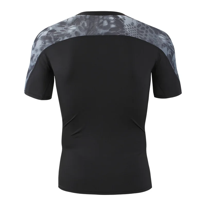 Yakeda Men Tactical T-shirt Quick-drying Sport T Shirt Camo Lapel Stretch Training Short Sleeve Tactical Shirt