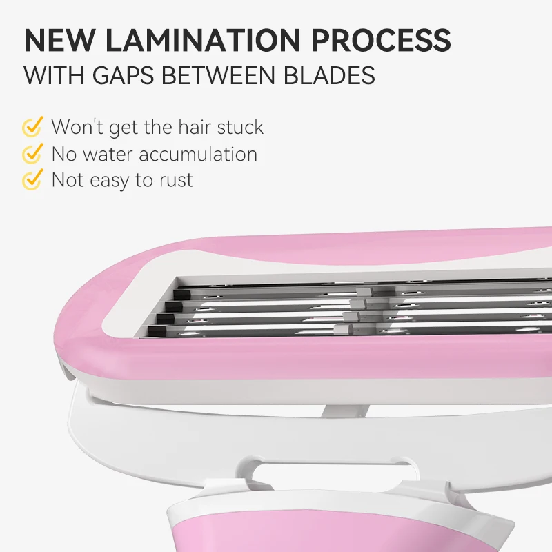 BRIKRLIN Custom Design Girls Shaver Pink Portable 5 Blades Bikini Womens Scheermes 6 Blades Lady Scheermes Shaving Razor