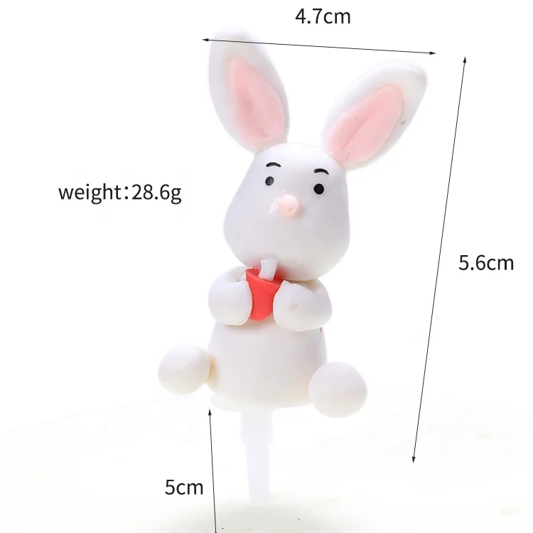 
New happy birthday party cake topper resin polymer clay cake toppers cute giraffe rabbit cake topper 