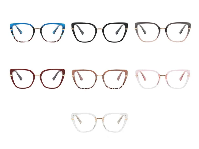 Оправа для женских очков двойного цвета, Модные прозрачные очки с защитой от синего света, оправа для очков из металла TR90, оптические очки, очки для компьютера