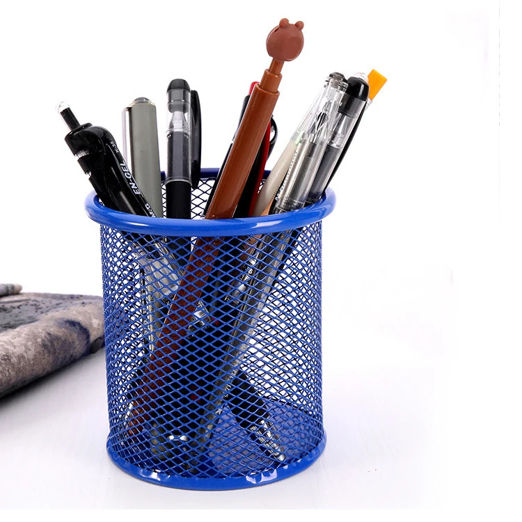 2020 office storage supplies cheap metal grid mesh pen holder