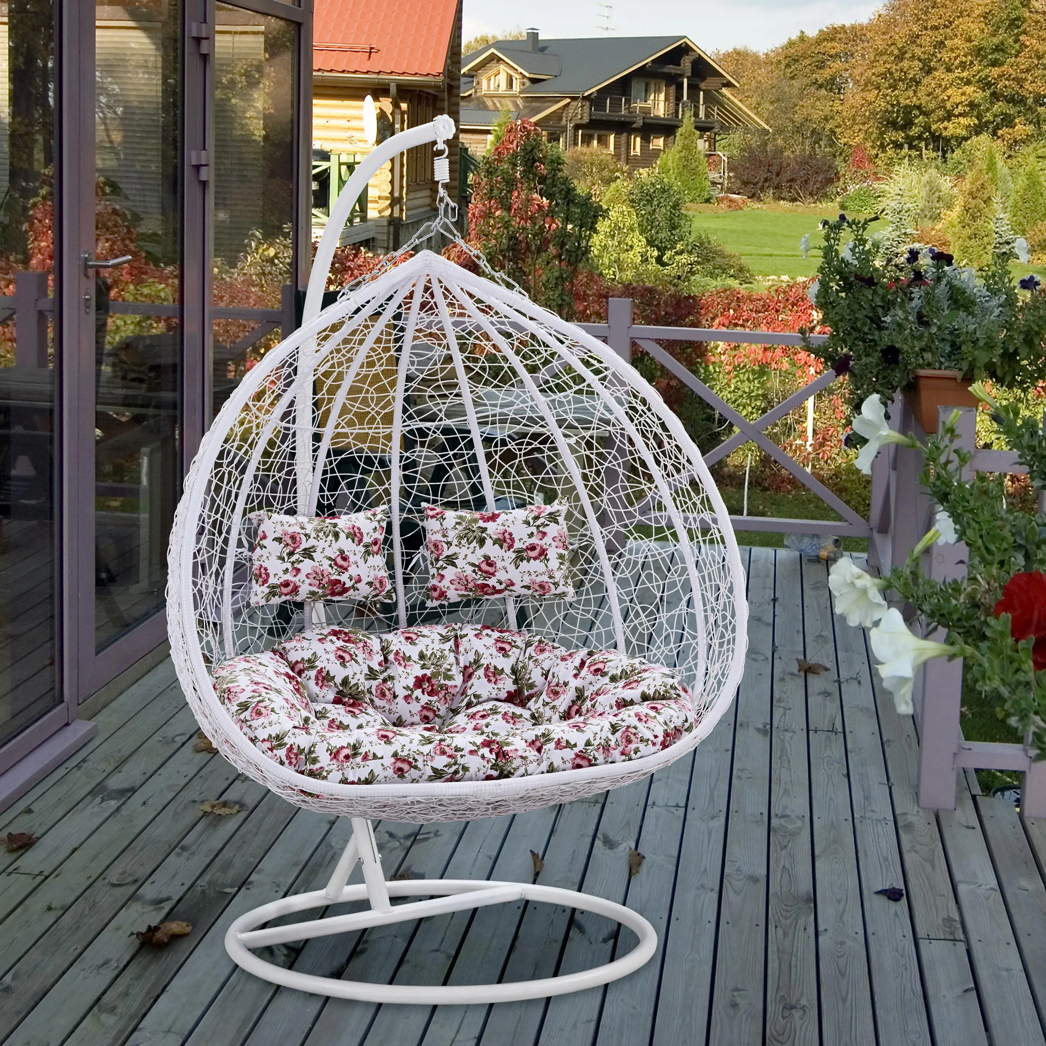 Outdoor Garden Balcony Pod Patio Hammock Hanging Pod Rattan Swing Egg Chair With Stand
