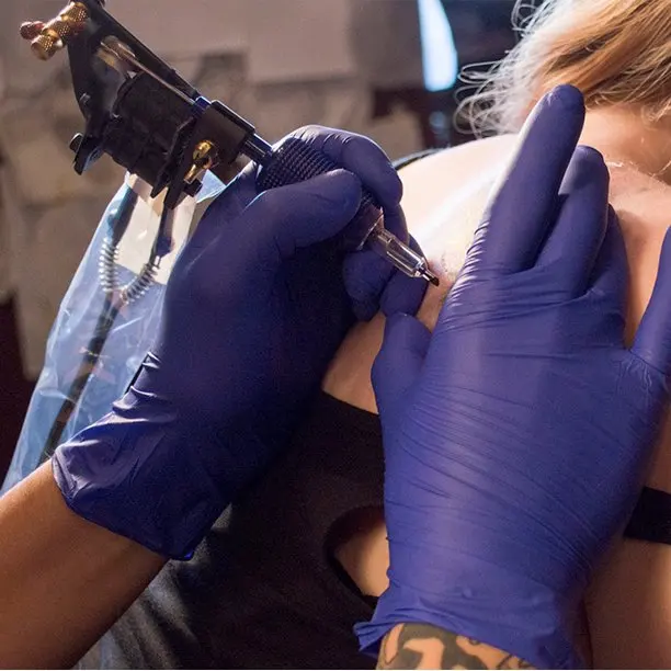 Wholesale Black Purple 4 5 6mil Disposable Mechanic Heavy Duty Powder Free Nitrile Rubber And Latex Sandy Safety Gloves