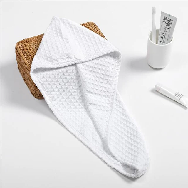 
Microfiber Rapid Dry Drying Wrap Cotton Thick Soft Waffle Hair Turban Towel 
