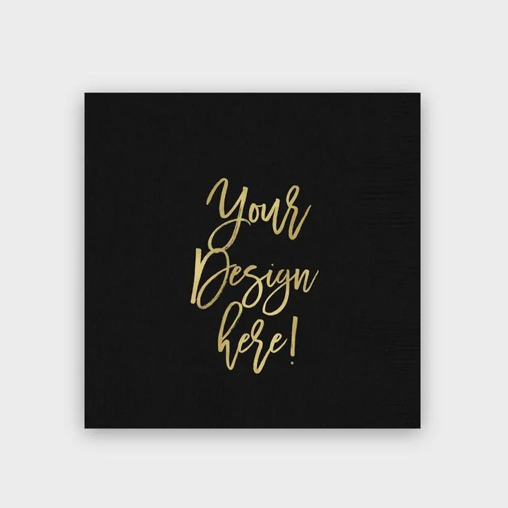 Factory new arrival custom elegant disposable decoupage hot stamping solid black color paper napkins manufacturers