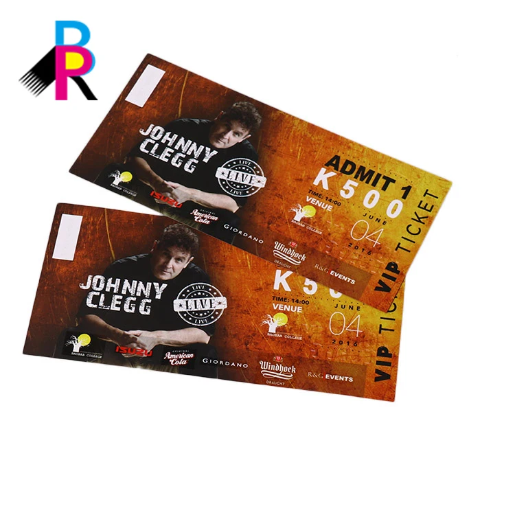 Customized High Quality Paper Printing Discount Vocal concert Theme Park Ticket