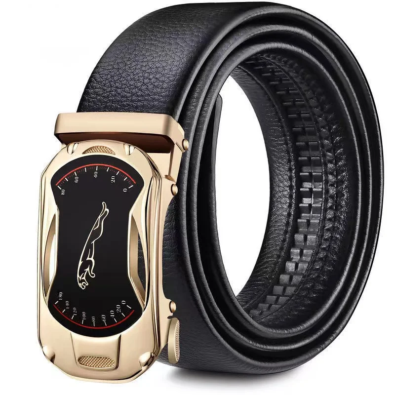 Wholesale adjustable automatic buckle belt business casual black customizable logo for men durable and versatile for men