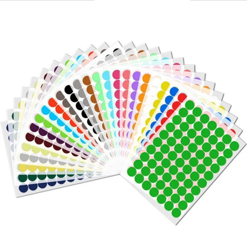 FSC оптовая продажа с фабрики 126 шт./Листовые точечные наклейки 10 мм круглые цветные печатные
