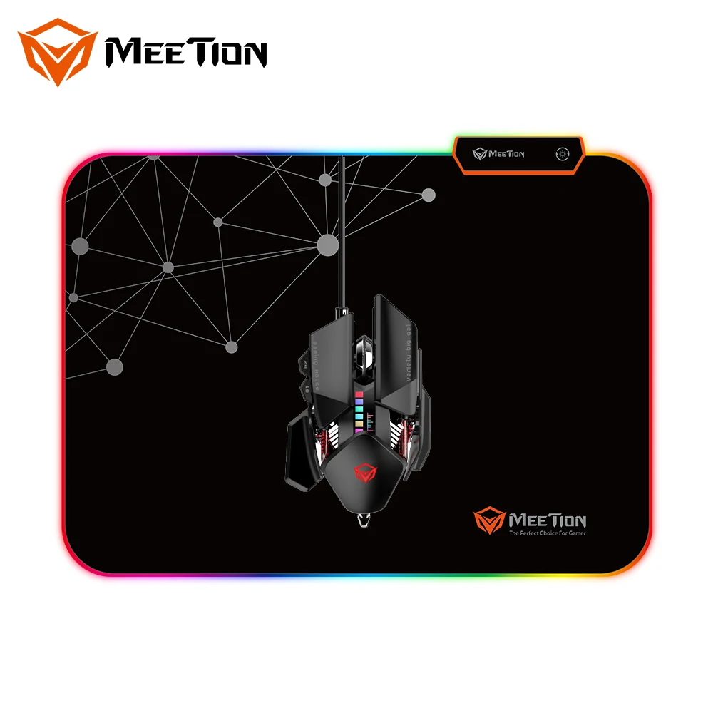 MeeTion PD120 Wholesale Shenzhen USB Waterproof Black Comfortable Rubber Computer Light Up Gamer Led RGB Gaming Mouse PadPD120