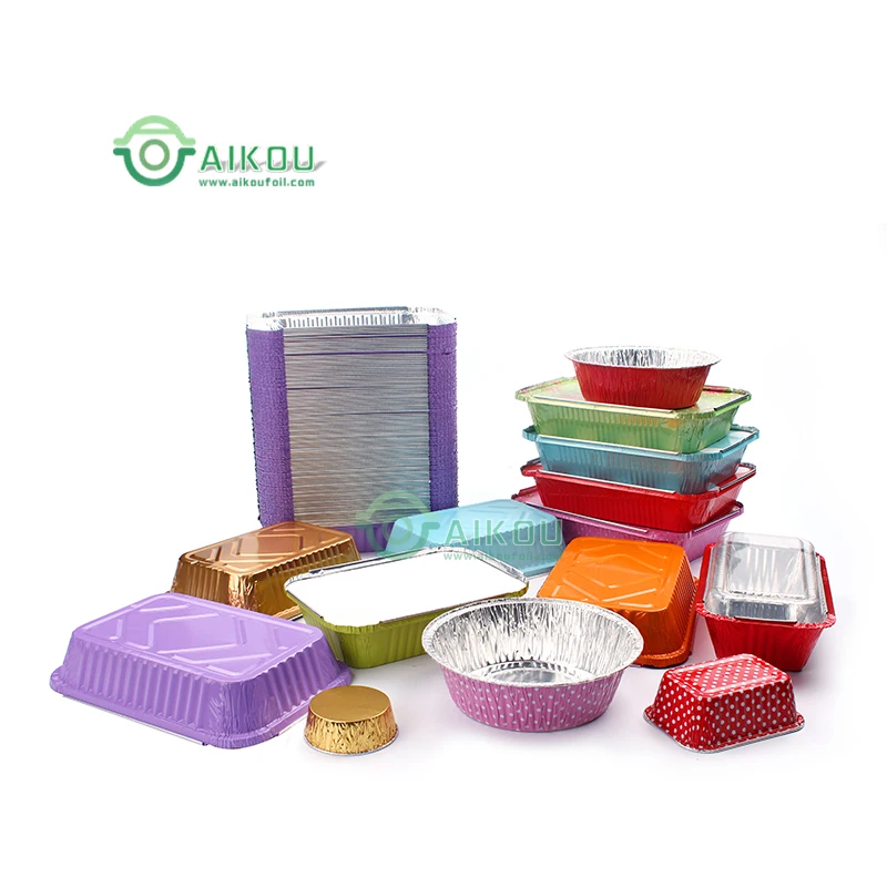 aluminum foil container Colorful disposable oven high temperature baking bread cake pan foil food packaging tray
