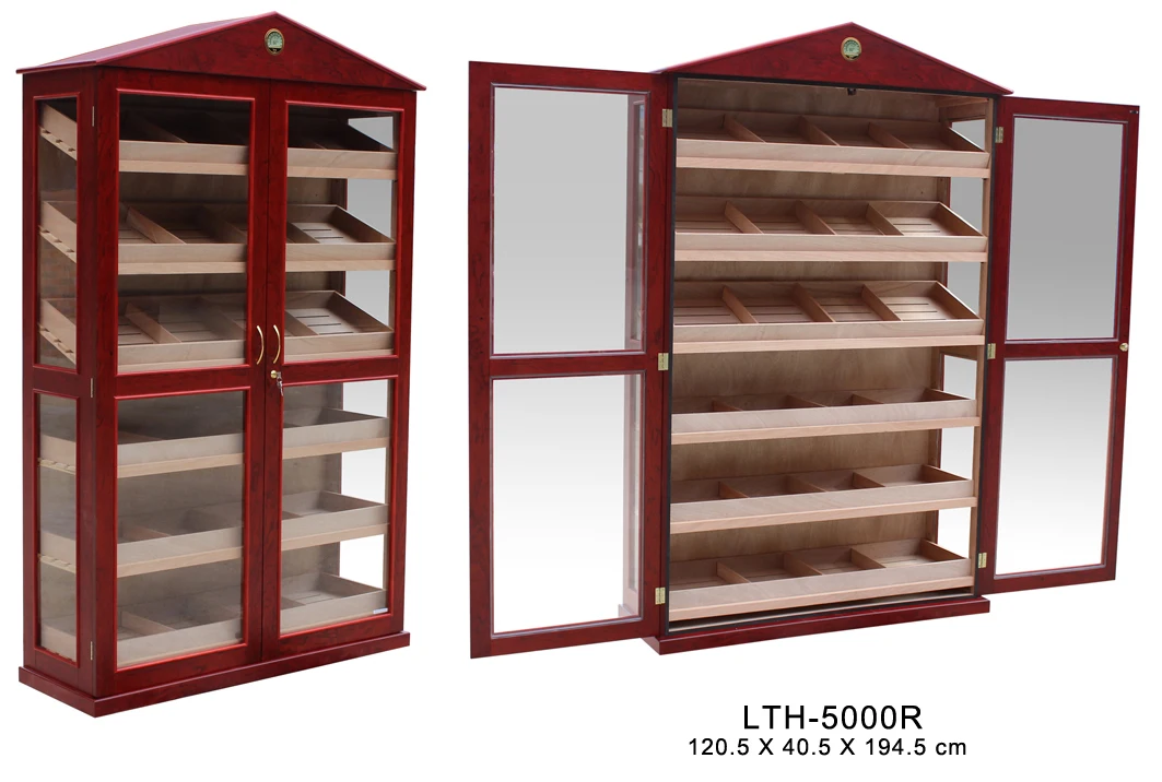 Wholesale 2 Doors Modern Large Solid Wood Cedar Wooden Cigar Humidors for Sale Used Humidor