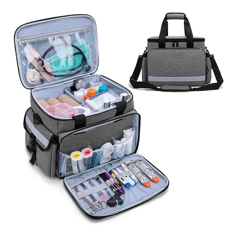Emergency Medical Supplies Storage Bag Home Health Aid Bag with Shoulder Strap for Nurse Doctors First Aid Pouch Organizer Bag