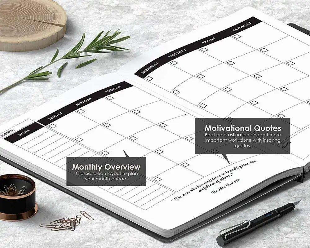 A5 Hardcover Planner Daily Weekly Monthly Personalized Journal Organizer For Study And Schedule