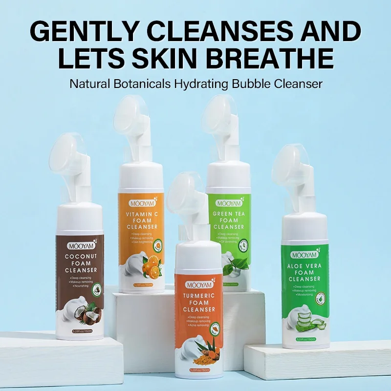 Whitening Turmeric Bubble Face Wash Green Tea Deep Cleansing Face Wash Bubble Mousse Foam Facial Cleanser