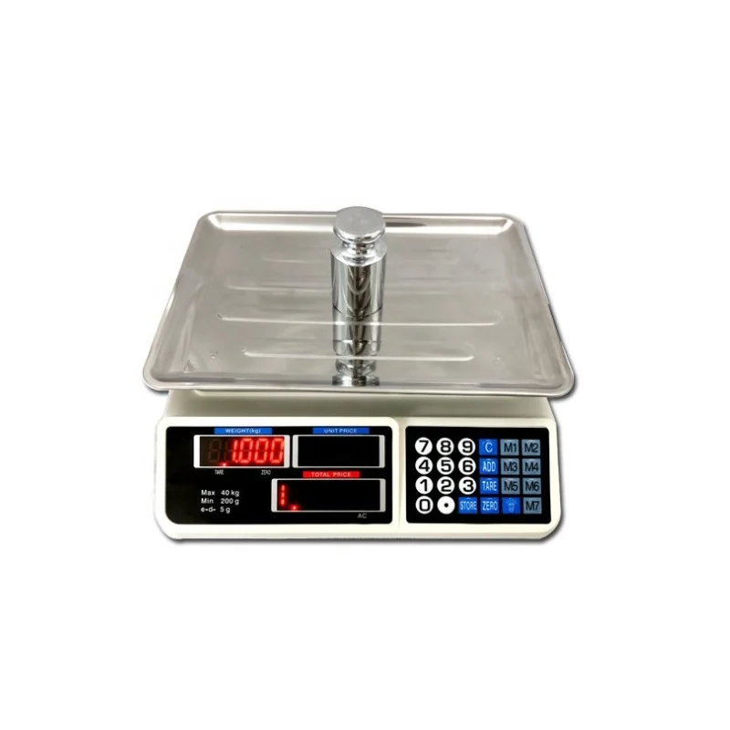 Commercial Electronic Weighing Scale 40kg/2g with Battery Power Waterproof and Accurate Weight Measurement