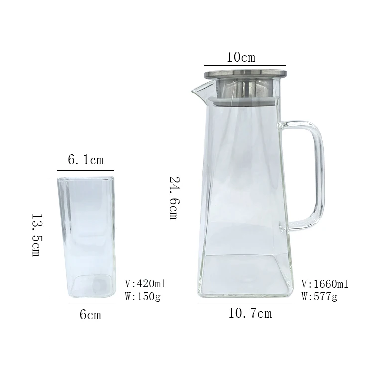 Crystal Drinkware Supplies Cold glass Water set Juice Tea Glass Pitcher Jugs Cups Sets glass drinking set
