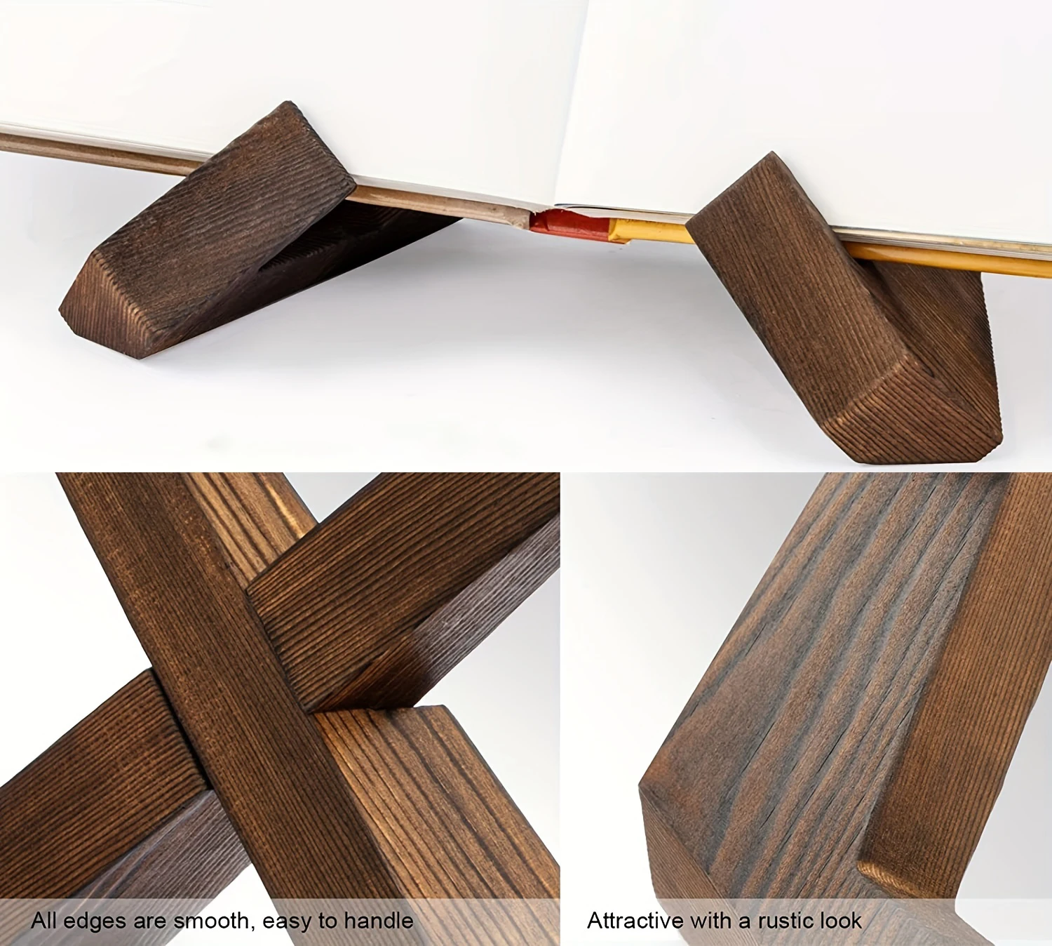 Bookstand Book Holder for Reading Wood Desk Accessories Bamboo Wooden Cookbook Stand Holder