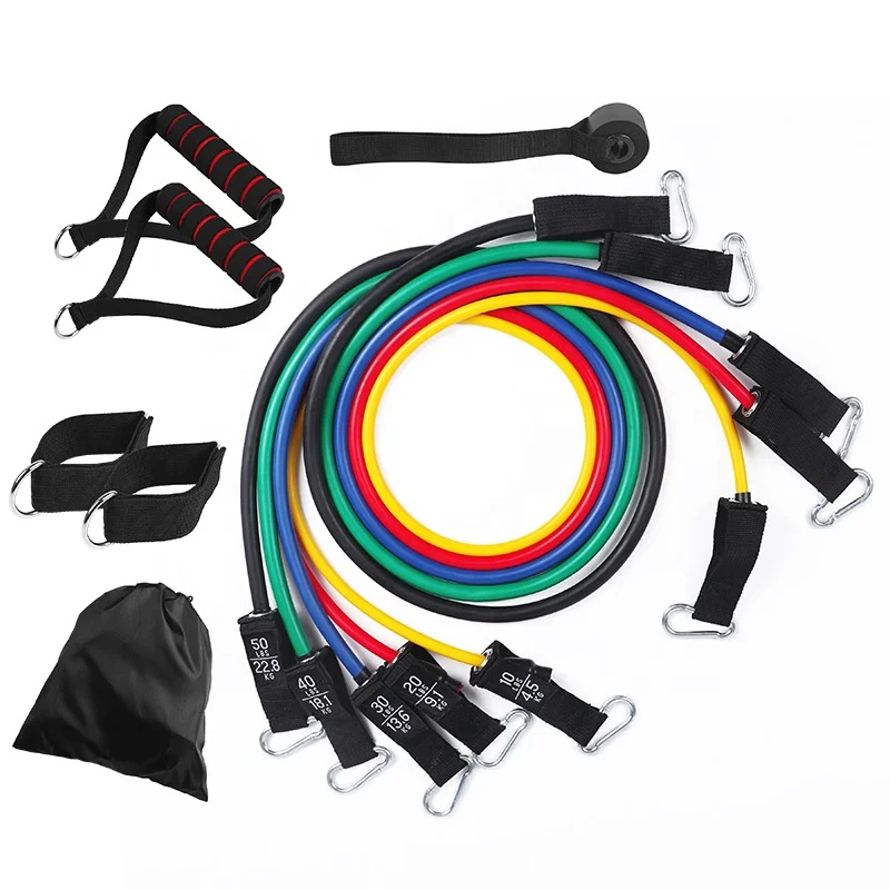 wholesale hot selling exercise fitness sports stretch bands 11pcs resistance bands set