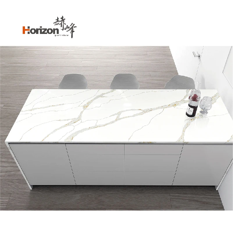 2023 Horizon calacatta quartz stone countertops slab artificial stone table tops handmade quartz slabs
