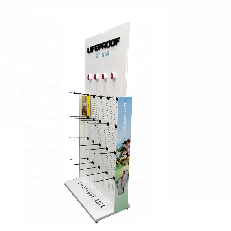 Fashion Customized Adjustable Phone Component Electronics Accessories Display Stand Mobile Phone Wall Display Shelf With Storage