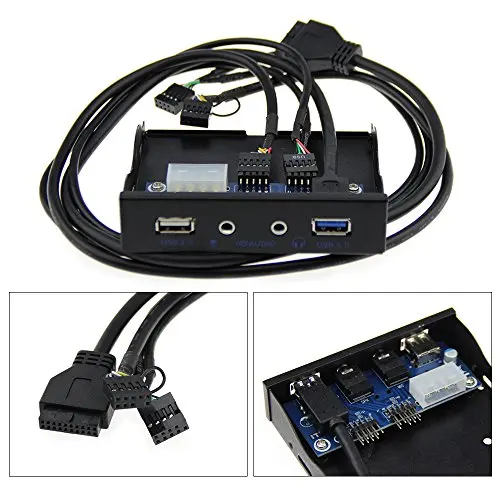 PANTO 3.5 Inch Floppy Drive Bay USB3.0+USB2.0 Hubs+HD Audio Mic 3.5mm PC Front Panel