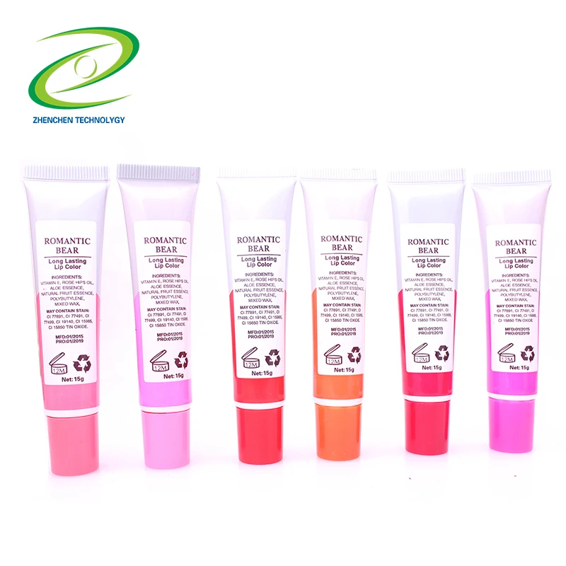 wholesale waterproof non-stick cheap peel off lipstick Romantic Bear long lasting 6 colors peel off liquid matte lipstick