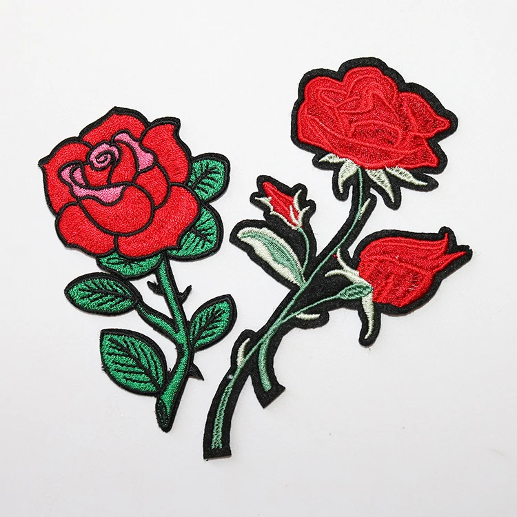 Fully Embroidery Iron on Custom private Logo Flower Patches for kids Garment