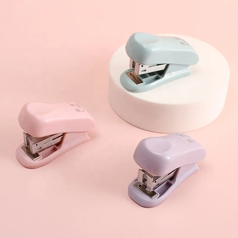 Morandi Mini Stapler Student Cute Small Stapler Office Supplies Handheld Stapler Set Sewing Machine
