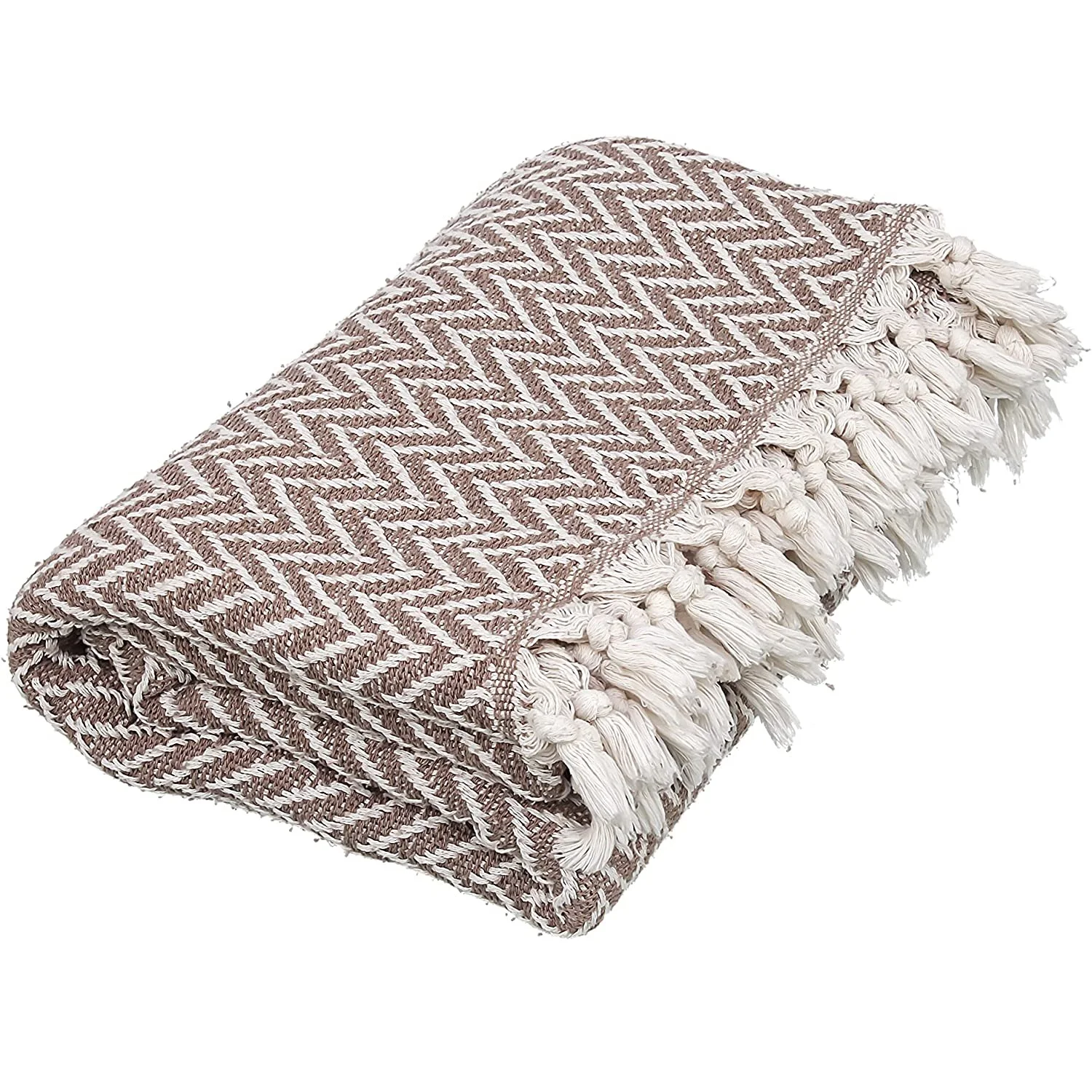 Brown Cotton Blanket Machine-Washed Comfy Bed Blanket Bed Throw Super Soft Blankets and Throws for Couch Sofa